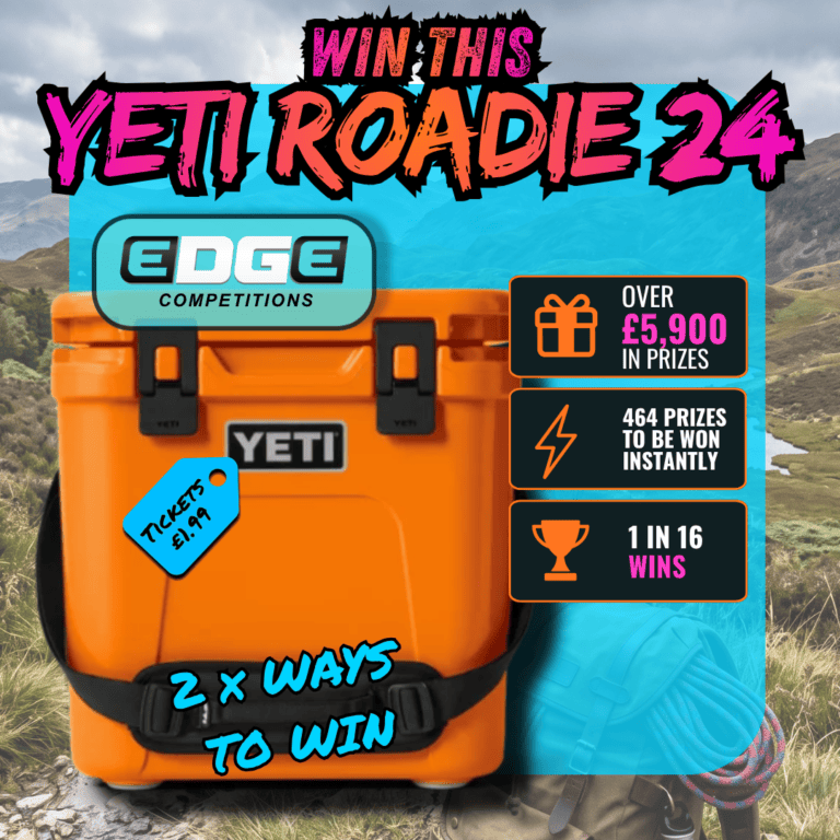 WIN THE ULTIMATE OUTDOOR KIT HAUL. A YETI Roadie Coolbox + 464 INSTANT WIN PRIZES